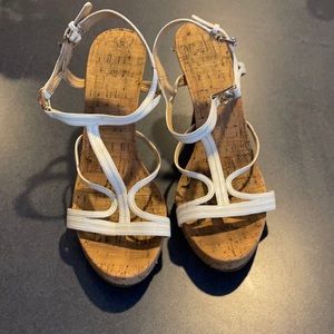 Michael Kors Strappy White Cork Wedges Size 9.5